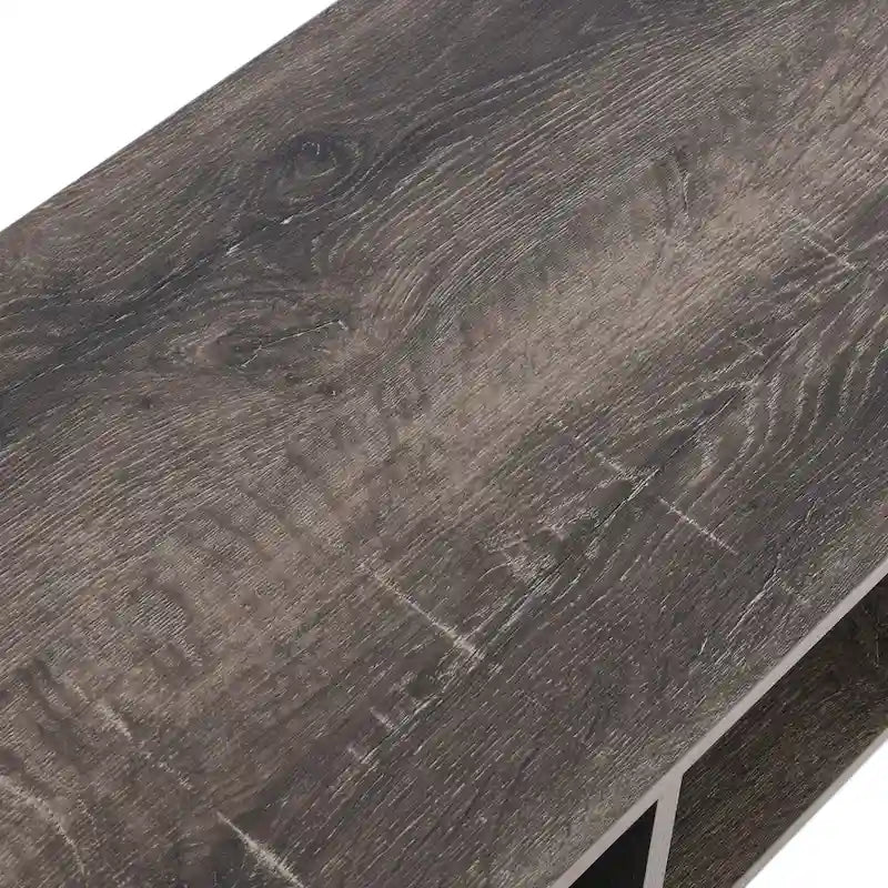 Rectangular TV Stand & Coffee Table with Storage - Coastal Oak Finish, 39.4" W, 2 Compartments, Engineered Wood, 42" TV Compatible