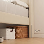 Modern Upholstered Platform Bed Frame, Velvet Bed Frame with Wingback Headboard