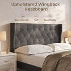 Modern Upholstered Platform Bed Frame, Velvet Bed Frame with Wingback Headboard
