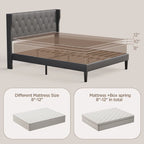 Modern Upholstered Platform Bed Frame, Velvet Bed Frame with Wingback Headboard
