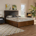 Elin Modern and Contemporary Upholstered and Wood Platform Storage Bed