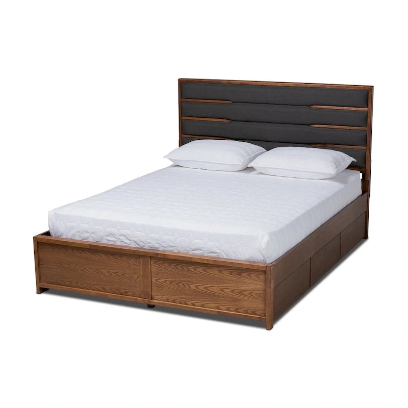Modern and Contemporary Upholstered and Wood Platform Storage Bed
