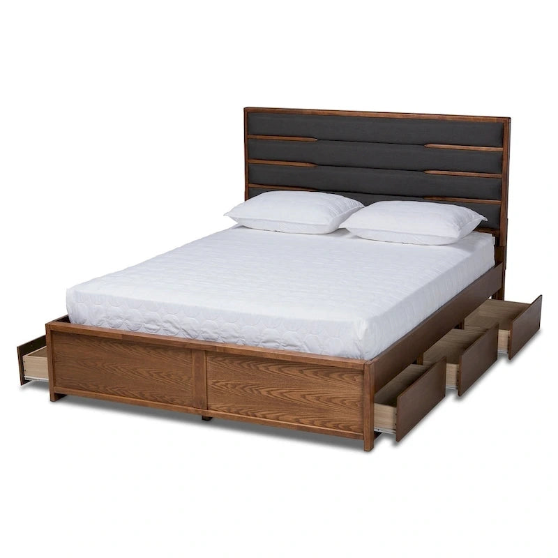 Modern and Contemporary Upholstered and Wood Platform Storage Bed
