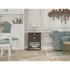 American Style 2-Drawer Side Table - Wood Grain Finish, 28.5" Height, 130 lb Capacity, MDF, Nightstand or End Table