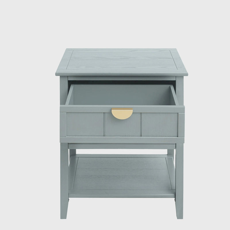 American Style 2-Drawer Side Table - Wood Grain Finish, 28.5" Height, 130 lb Capacity, MDF, Nightstand or End Table