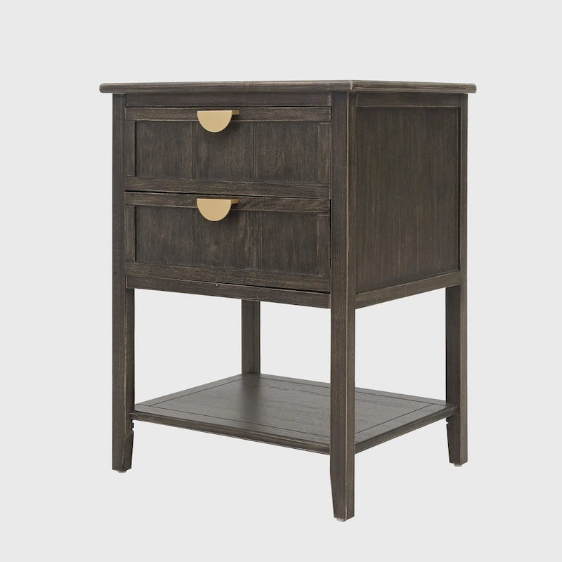 American Style 2-Drawer Side Table - Wood Grain Finish, 28.5" Height, 130 lb Capacity, MDF, Nightstand or End Table