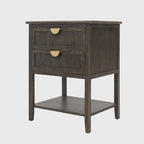 American Style 2-Drawer Side Table - Wood Grain Finish, 28.5" Height, 130 lb Capacity, MDF, Nightstand or End Table