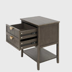 American Style 2-Drawer Side Table - Wood Grain Finish, 28.5" Height, 130 lb Capacity, MDF, Nightstand or End Table