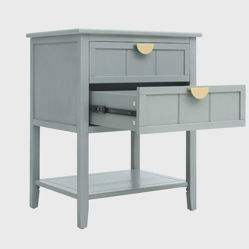 American Style 2-Drawer Side Table - Wood Grain Finish, 28.5" Height, 130 lb Capacity, MDF, Nightstand or End Table