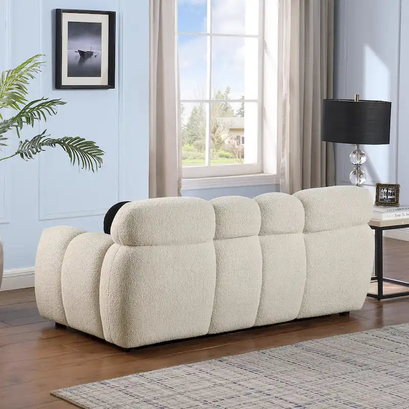 64.96" Marshmallow Sofa - Boucle Fabric, 2-Seater Loveseat, Beige, Modern Cloud Couch