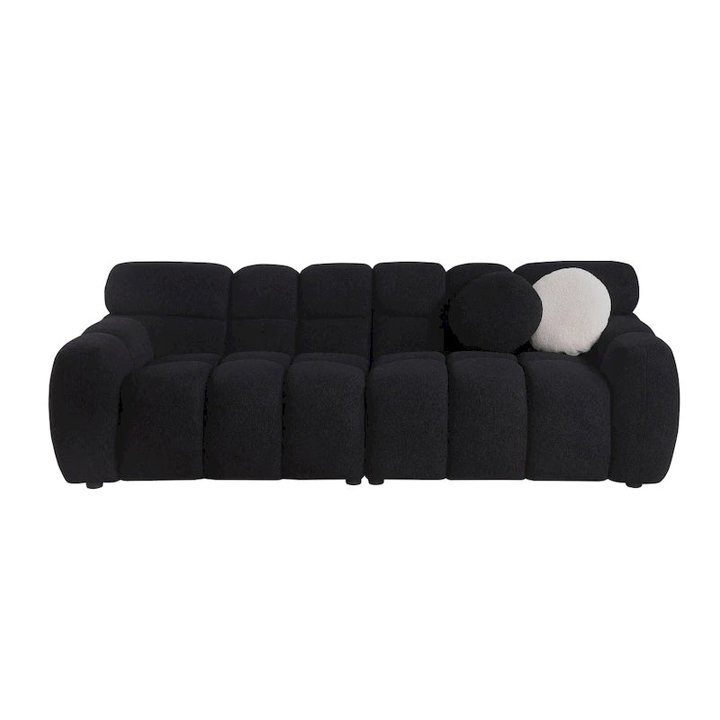 64.96" Marshmallow Sofa - Boucle Fabric, 2-Seater Loveseat, Beige, Modern Cloud Couch