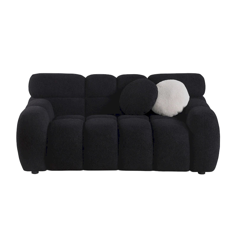 64.96" Marshmallow Sofa - Boucle Fabric, 2-Seater Loveseat, Beige, Modern Cloud Couch