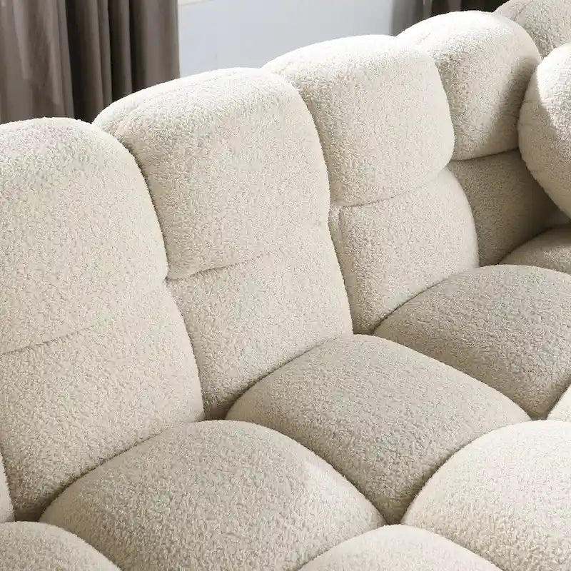 64.96" Marshmallow Sofa - Boucle Fabric, 2-Seater Loveseat, Beige, Modern Cloud Couch