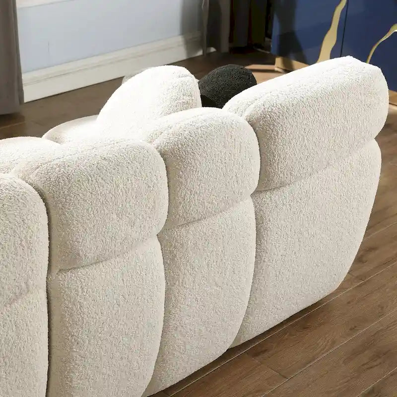 64.96" Marshmallow Sofa - Boucle Fabric, 2-Seater Loveseat, Beige, Modern Cloud Couch