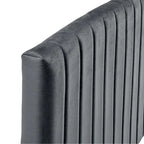 Velvet Channel Tufted Headboard for Full Queen Beds - Curved Profile, Foam Padded