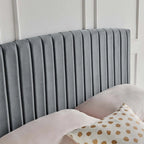 Velvet Channel Tufted Headboard for Full Queen Beds - Curved Profile, Foam Padded