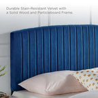Velvet Channel Tufted Headboard for Full Queen Beds - Curved Profile, Foam Padded