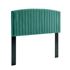 Velvet Channel Tufted Headboard for Full Queen Beds - Curved Profile, Foam Padded