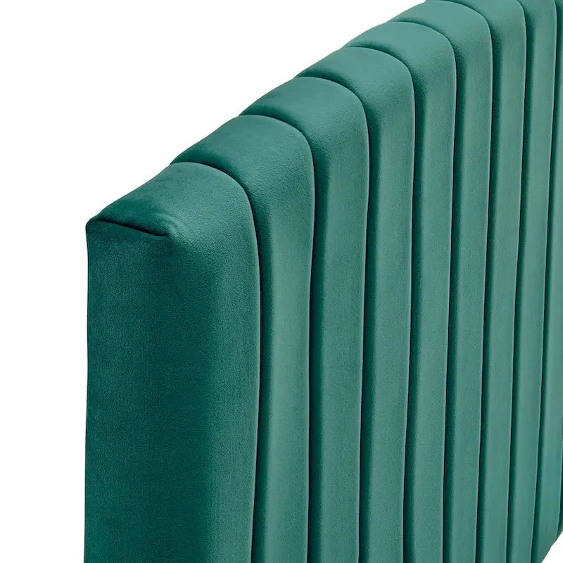 Velvet Channel Tufted Headboard for Full Queen Beds - Curved Profile, Foam Padded