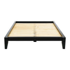 Solid Wood King Platform Bed with Japanese Joinery - Mid-Century Modern Low Profile, Minimalist Design, Under-Bed Storage Space