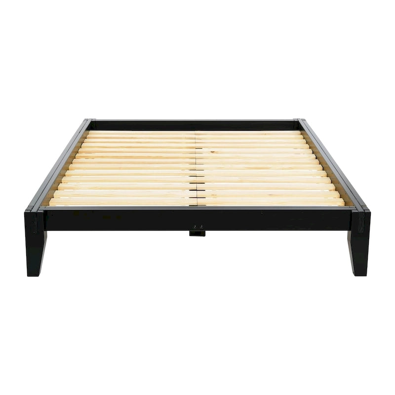 Solid Wood King Platform Bed with Japanese Joinery - Mid-Century Modern Low Profile, Minimalist Design, Under-Bed Storage Space