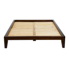 Solid Wood King Platform Bed with Japanese Joinery - Mid-Century Modern Low Profile, Minimalist Design, Under-Bed Storage Space