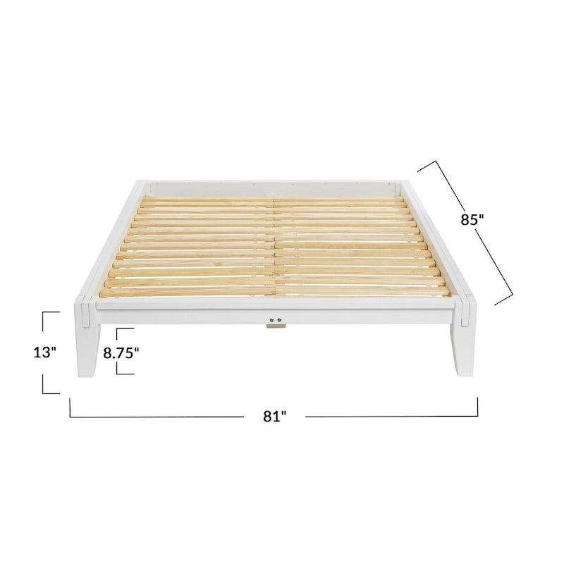 Solid Wood King Platform Bed with Japanese Joinery - Mid-Century Modern Low Profile, Minimalist Design, Under-Bed Storage Space