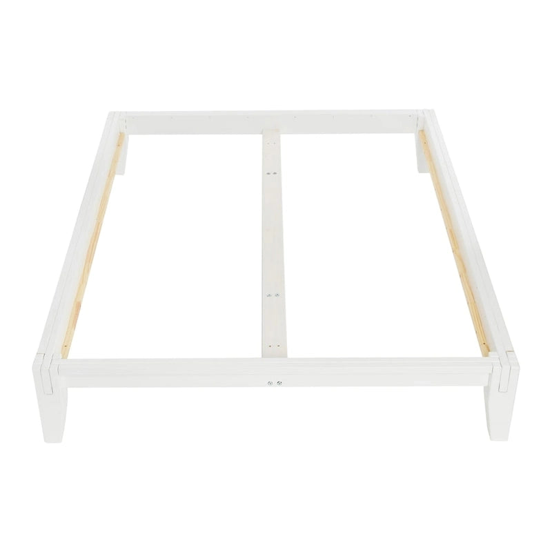 Solid Wood King Platform Bed with Japanese Joinery - Mid-Century Modern Low Profile, Minimalist Design, Under-Bed Storage Space