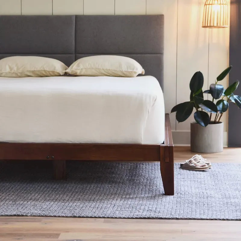 Solid Wood King Platform Bed with Japanese Joinery - Mid-Century Modern Low Profile, Minimalist Design, Under-Bed Storage Space