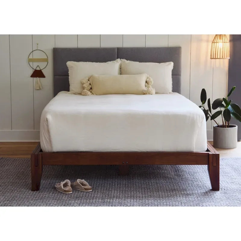 Solid Wood King Platform Bed with Japanese Joinery - Mid-Century Modern Low Profile, Minimalist Design, Under-Bed Storage Space