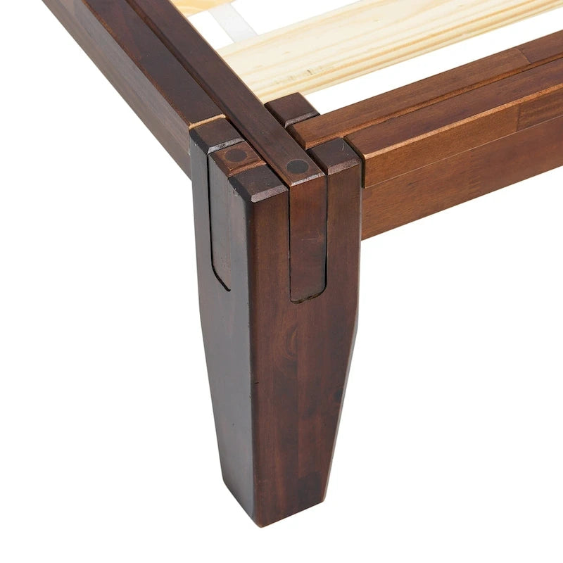 Solid Wood King Platform Bed with Japanese Joinery - Mid-Century Modern Low Profile, Minimalist Design, Under-Bed Storage Space