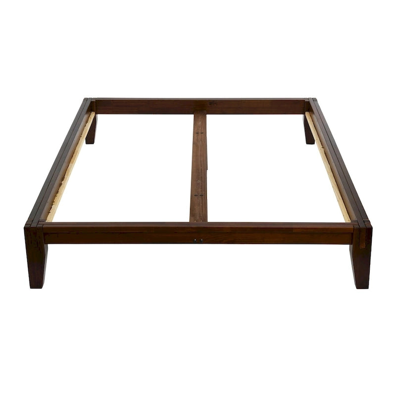 Solid Wood King Platform Bed with Japanese Joinery - Mid-Century Modern Low Profile, Minimalist Design, Under-Bed Storage Space