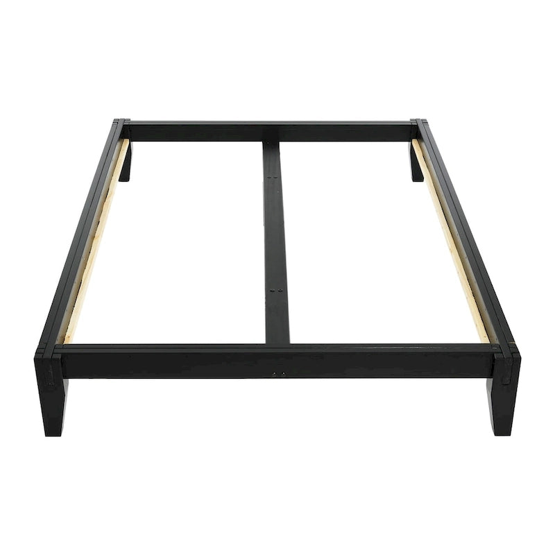 Solid Wood King Platform Bed with Japanese Joinery - Mid-Century Modern Low Profile, Minimalist Design, Under-Bed Storage Space