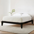 Solid Wood King Platform Bed with Japanese Joinery - Mid-Century Modern Low Profile, Minimalist Design, Under-Bed Storage Space