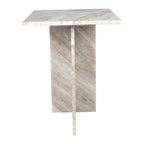 Natural Marble T-Shaped End Table - Handmade, 18.5" Height, Gray/Beige, Modern Side Table for Living Room or Bedroom, Stone Top