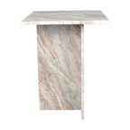Natural Marble T-Shaped End Table - Handmade, 18.5" Height, Gray/Beige, Modern Side Table for Living Room or Bedroom, Stone Top