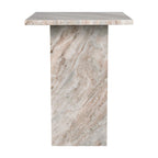 Natural Marble T-Shaped End Table - Handmade, 18.5" Height, Gray/Beige, Modern Side Table for Living Room or Bedroom, Stone Top