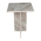 Natural Marble T-Shaped End Table - Handmade, 18.5" Height, Gray/Beige, Modern Side Table for Living Room or Bedroom, Stone Top