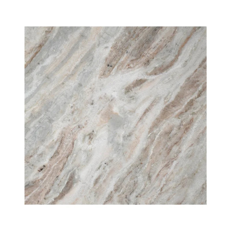 Natural Marble T-Shaped End Table - Handmade, 18.5" Height, Gray/Beige, Modern Side Table for Living Room or Bedroom, Stone Top