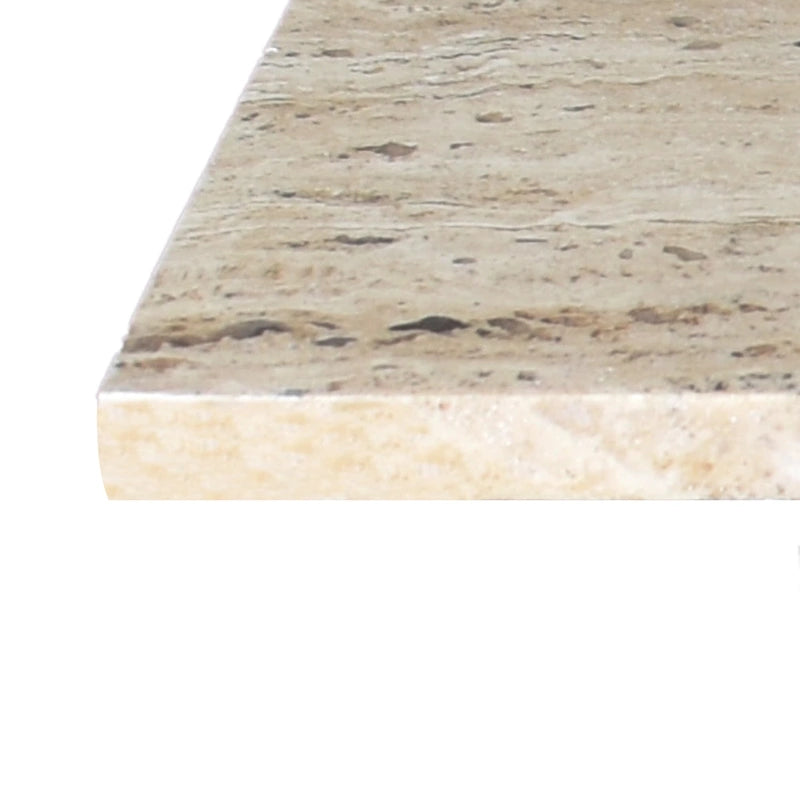 Natural Marble T-Shaped End Table - Handmade, 18.5" Height, Gray/Beige, Modern Side Table for Living Room or Bedroom, Stone Top