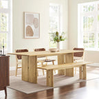 86-inch Solid Wood Dining Table and Chair Set - Seats 8, Farmhouse Style, Adjustable Table Legs, Rectangular Dining Set