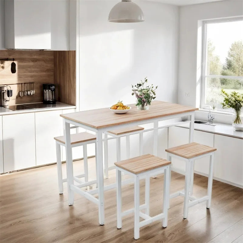 5-piece Modern Dining Table and Chair Set with Metal Frame