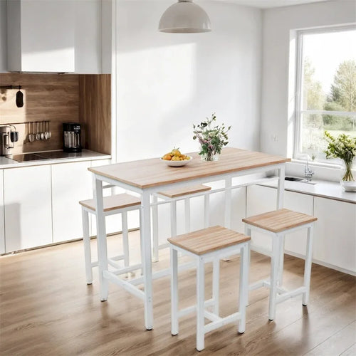 5-piece Modern Dining Table and Chair Set with Metal Frame