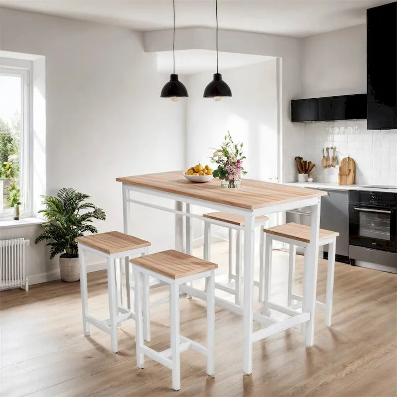 5-piece Modern Dining Table and Chair Set with Metal Frame