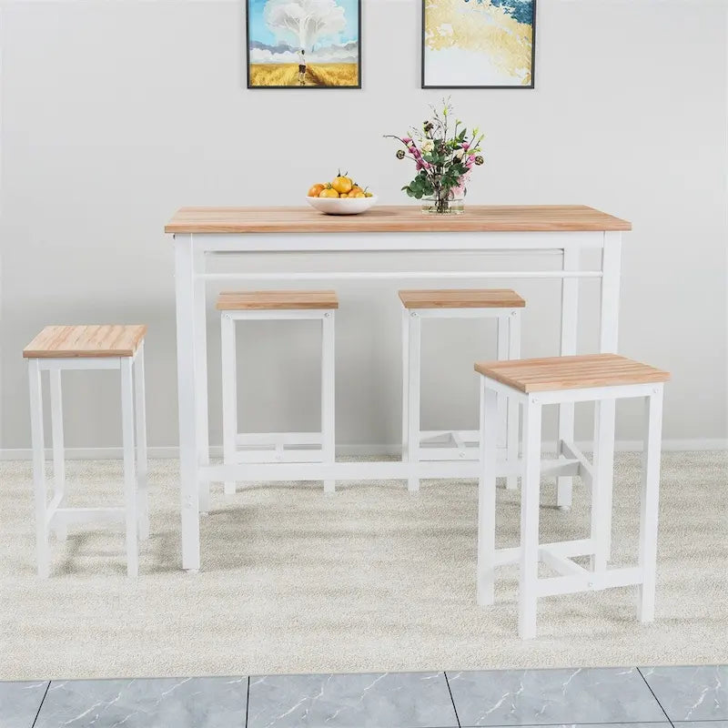 5-piece Modern Dining Table and Chair Set with Metal Frame