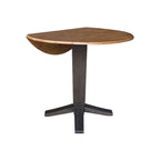 42" Round Counter Height Drop Leaf Dining Table - Solid Parawood, Butcher Block Top, 9" Dual Leaves, Pedestal Base, 36.3" H