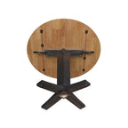 42" Round Counter Height Drop Leaf Dining Table - Solid Parawood, Butcher Block Top, 9" Dual Leaves, Pedestal Base, 36.3" H