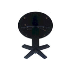 42" Round Counter Height Drop Leaf Dining Table - Solid Parawood, Butcher Block Top, 9" Dual Leaves, Pedestal Base, 36.3" H