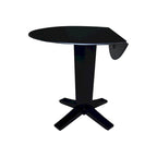 42" Round Counter Height Drop Leaf Dining Table - Solid Parawood, Butcher Block Top, 9" Dual Leaves, Pedestal Base, 36.3" H
