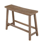 33" Acacia Wood Saddle Seat Bench - Angled Frame, Antique Brown Finish, 220 lb Capacity, Entryway, Dining, or Living Room Bench